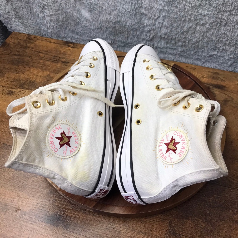 Converse Chuck Taylor All Star High Top Valentines Day Sneakers Women 10 White - Picture 10 of 16